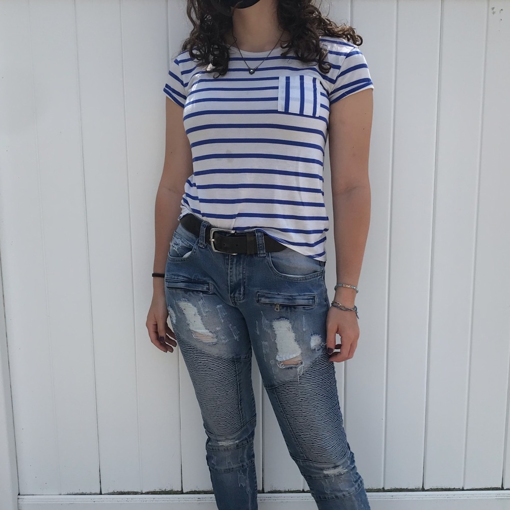 Striped Blue and White Tee